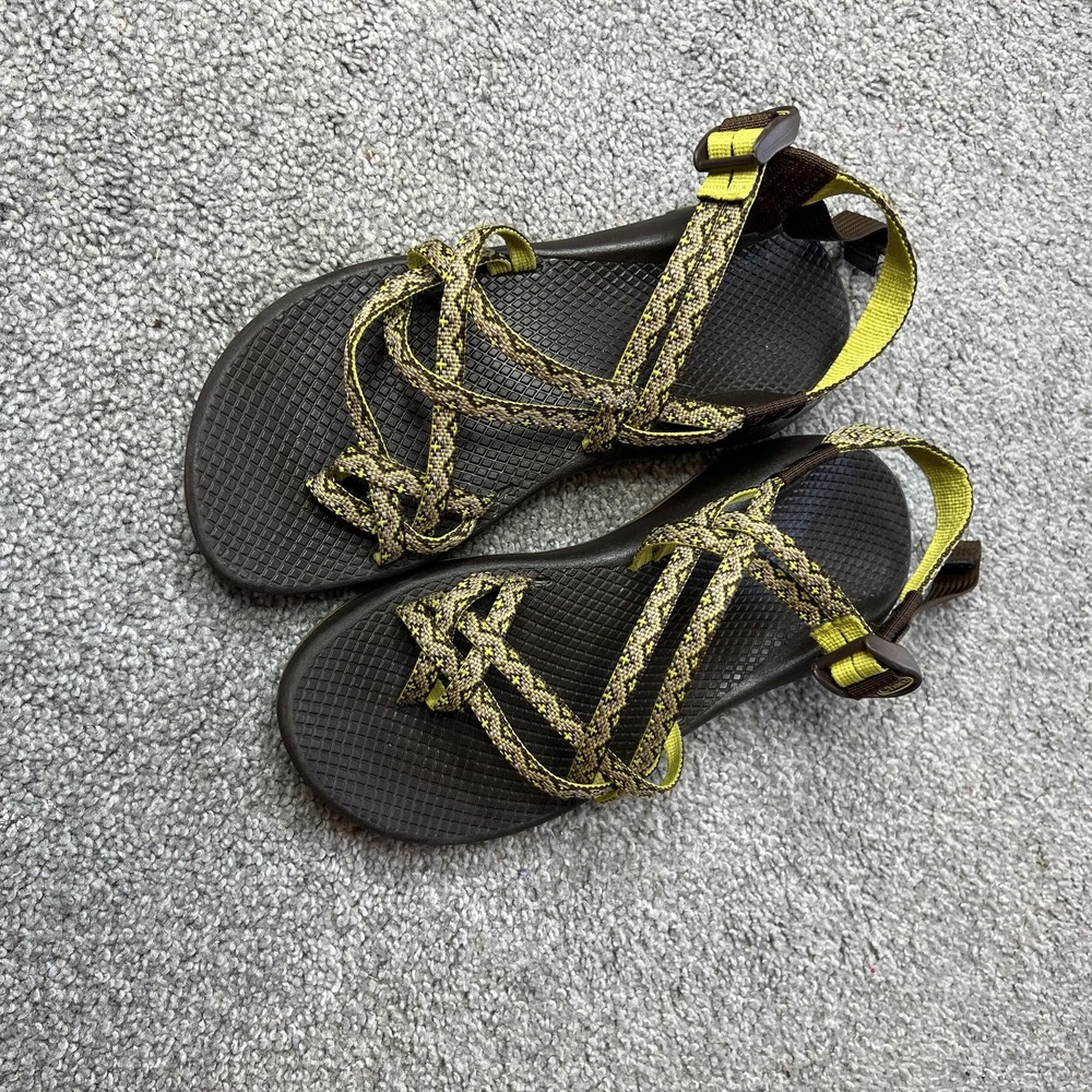 Chaco Sandals Shoes Womens Size 9 Brown Yellow‎ Strappy Vibram Outdoor Hiking